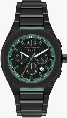 Armani Exchange Quartz Chronograph (44mm) Textured Black Dial / Black PVD Stainless Steel Bracelet AX4294