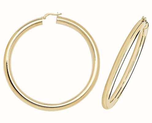 James Moore TH 9k Yellow Gold Hoop Earrings 50 mm ER1005-50