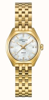 Certina DS-2 Lady Quartz (27.8mm) Mother-of-Pearl Dial / Gold PVD Stainless Steel Bracelet C0492103311600