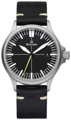 Damasko DS30 YELLOW Three-Hand Automatic (39mm) Black Dial / Vintage Black Leather Strap DS30 YELLOW VINTAGE BLACK LEATHER
