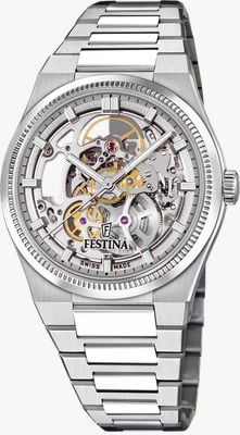 Festina Swiss Made Rivé Automatic (40mm) Skeleton Dial / Stainless Steel Bracelet F20069/1