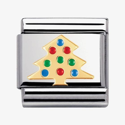 Nomination Classic Christmas Tree 18ct Gold Enamel Charm 030225/03