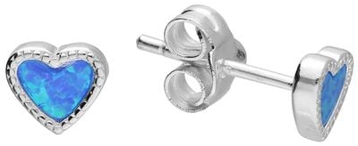 Sterling Silver Synthetic Opal Heart Earrings H5806/S