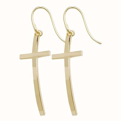 James Moore TH 9k Yellow Gold Drop Cross Earrings ER1127