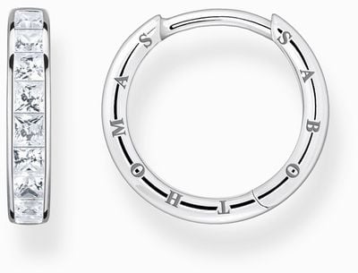 Thomas Sabo Pavé Hoop Earrings Sterling Silver White Zirconia CR668-051-14