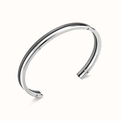 Herbelin Newport Duo Bangle - Sandblasted Titanium And Polished Stainless Steel - 6mm (One Size) JND6ABTD