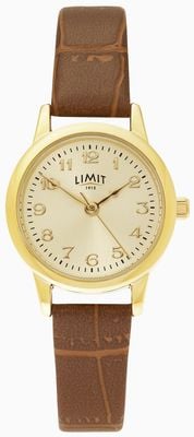 Limit Classic Quartz (26mm) Champagne Dial / Brown Croc Grain PU Leather Strap 60271