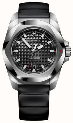 Victorinox I.N.O.X. Automatic (41mm) Black Guilloché Dial / Black Rubber Strap 242039