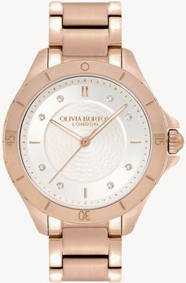 Olivia Burton Sports Luxe | Silver Guilloché Dial | PVD Rose Gold Bracelet 24000041