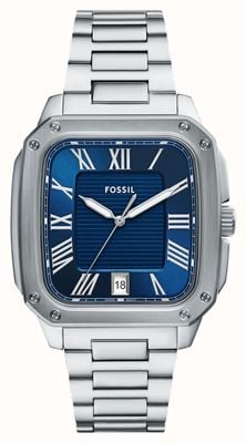 Fossil Men's Crosby (42mm) Textured Blue Dial / Stainless Steel Bracelet FS6121