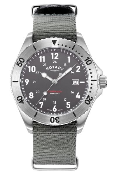 Rotary GS05475/48 Commando Quartz (40mm) Grey Dial / Grey Watch