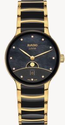 RADO Centrix Moonphase (35mm) Black Mother-of-Pearl Dial / Black High-Tech Ceramic & Gold PVD Steel R30233942