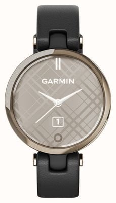 Garmin Lily Classic Edition Smartwatch (34.5mm) Cream Gold Bezel with Black Case and Italian Leather Band 010-02384-B1