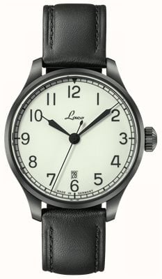 Laco Casablanca Automatic (39mm) Superluminova C3 Dial / Black Leather Strap 862115