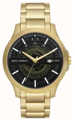 Armani Exchange Men's | Black Dial | Gold Stainless Steel Bracelet AX2443