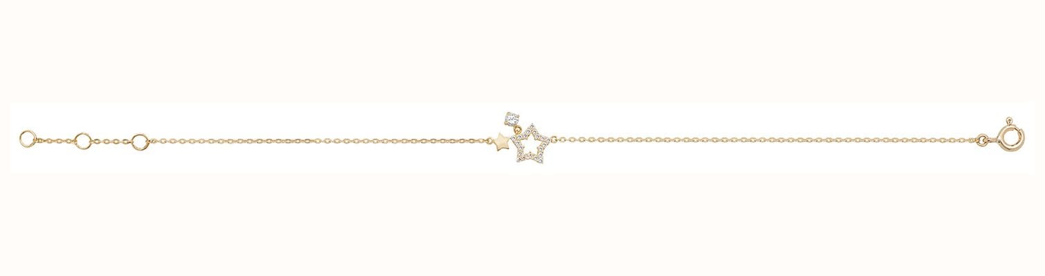 James Moore TH Women's 9ct Yellow Gold 7.25 Inches Cubic Zirconia Star Bracelet BR601