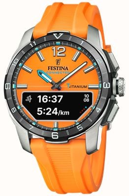 Festina Connected D Hybrid Smartwatch (44mm) Orange Integrated Digital Dial / Orange Rubber Strap F23000/7
