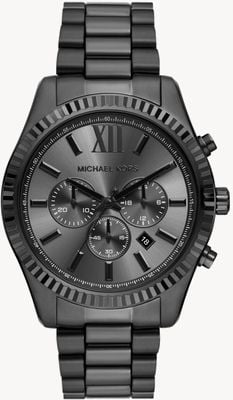 Michael Kors Men's Lexington (44mm) Black Chronograph Dial / Black Stainless Steel Bracelet Watch MK9154-EX DISPLAY