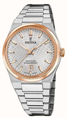 Festina Swiss Made Rivé Quartz (40mm) Silver Dial / Stainless Steel Bracelet F20065/1