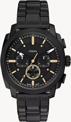 Fossil Machine 44mm Chronograph Black Stainless Steel Watch FS6222
