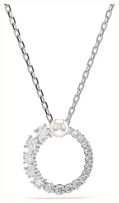 Swarovski Matrix Pendant Necklace Crystal Pearl White Crystals Rhodium Plated 5688751