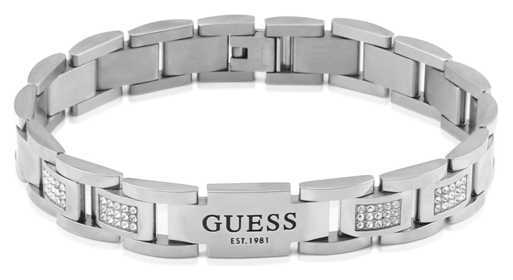 Guess JUMB01342JWSTT/U Men’s Steel 12mm Flat Chain Crystal- Jewellery