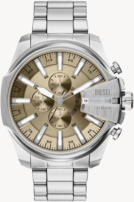 Diesel Mega Chief Slim Chronograph (48mm) Gold Dial / Stainless Steel Bracelet DZ4702