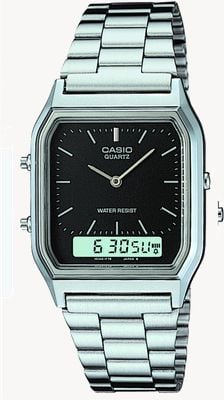 Casio Vintage Dual-Display (29.8mm) Black Dial / Stainless Steel Bracelet AQ-230A-1DMQYES