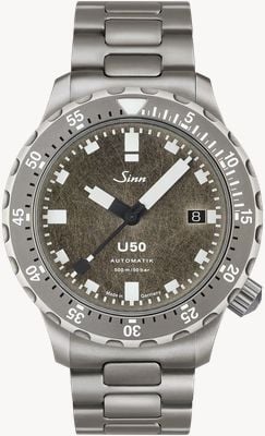 Sinn U50 DS Automatic Limited Edition (41mm) Grinding Dial / Stainless Steel TEGIMENT Bracelet Watch 1050.034 H-LINK