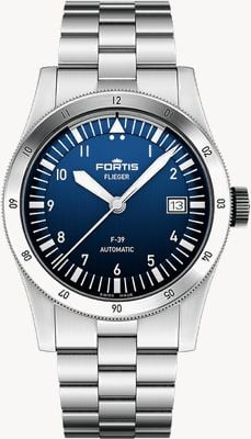 FORTIS Flieger F-39 Automatic Liberty Blue (39mm) Stainless Steel Block Bracelet F4220023