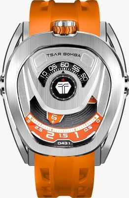TSAR BOMBA Reactor Series Automatic (44mm) Silver & Orange Dial / Orange FKM Rubber Strap TB8213A-01