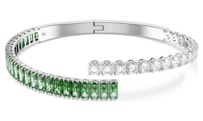 Swarovski 5722460 Matrix Bangle Mixed Cuts, Green, Rhodium Jewellery
