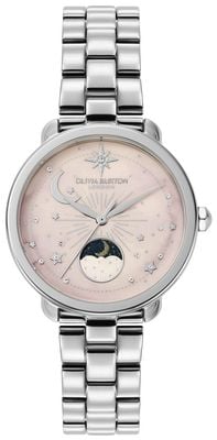 Olivia Burton Celestial Moonphase (34mm) Light Pink Dial / Stainless Steel Bracelet 24000297
