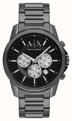 Armani Exchange Men's Chronograph (44mm) Black Dial / Gunmetal Stainless Steel Bracelet AX1765