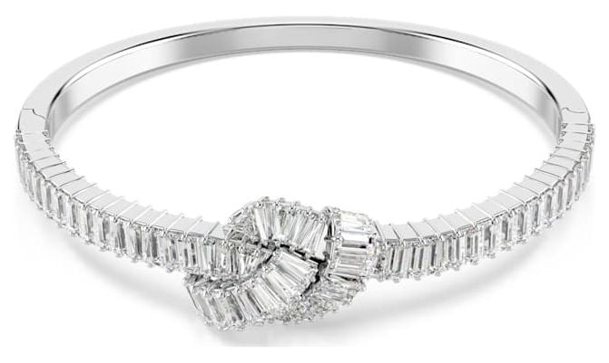 Swarovski 5727117 Matrix Bangle Baguette Cut, Knot, White, Jewellery