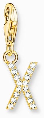 Thomas Sabo Charm Pendant Letter X With White Stones Gold Plated 1987-414-14