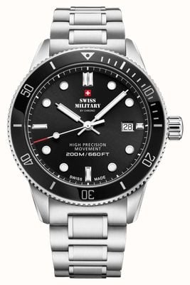 Swiss Military by Chrono Men's Dive (41.5mm) Black Dial / Stainless Steel Bracelet SM34088.01