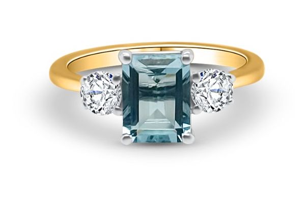 GEMEX TRL28784 18ct Yellow Gold Aquamarine 1.5ct And Diamond Jewellery