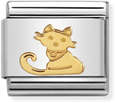 Nomination Classic Seated Cat 18ct Gold & Steel Charm 030112/32
