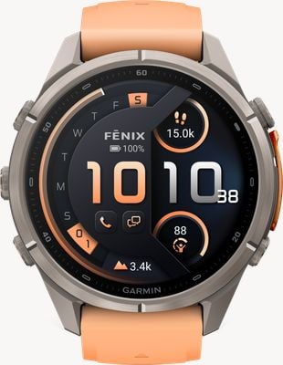Garmin Fenix 9 Pro InReach 43mm Premium GPS Smartwatch - Titanium With Shell Pink/Orange Silicone Watch 010-04335-01