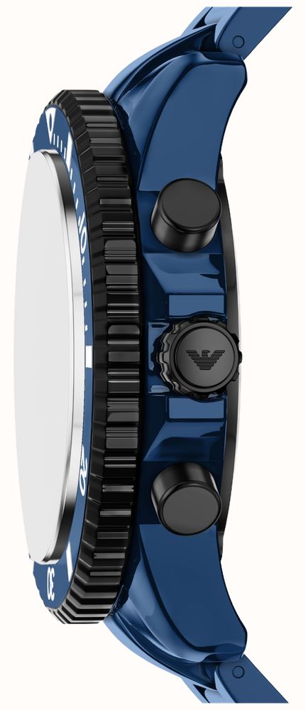 Emporio Armani Solar Chronograph (44mm) Blue Dial / Blue Ceramic Bracelet AR70024 - alternate view 4