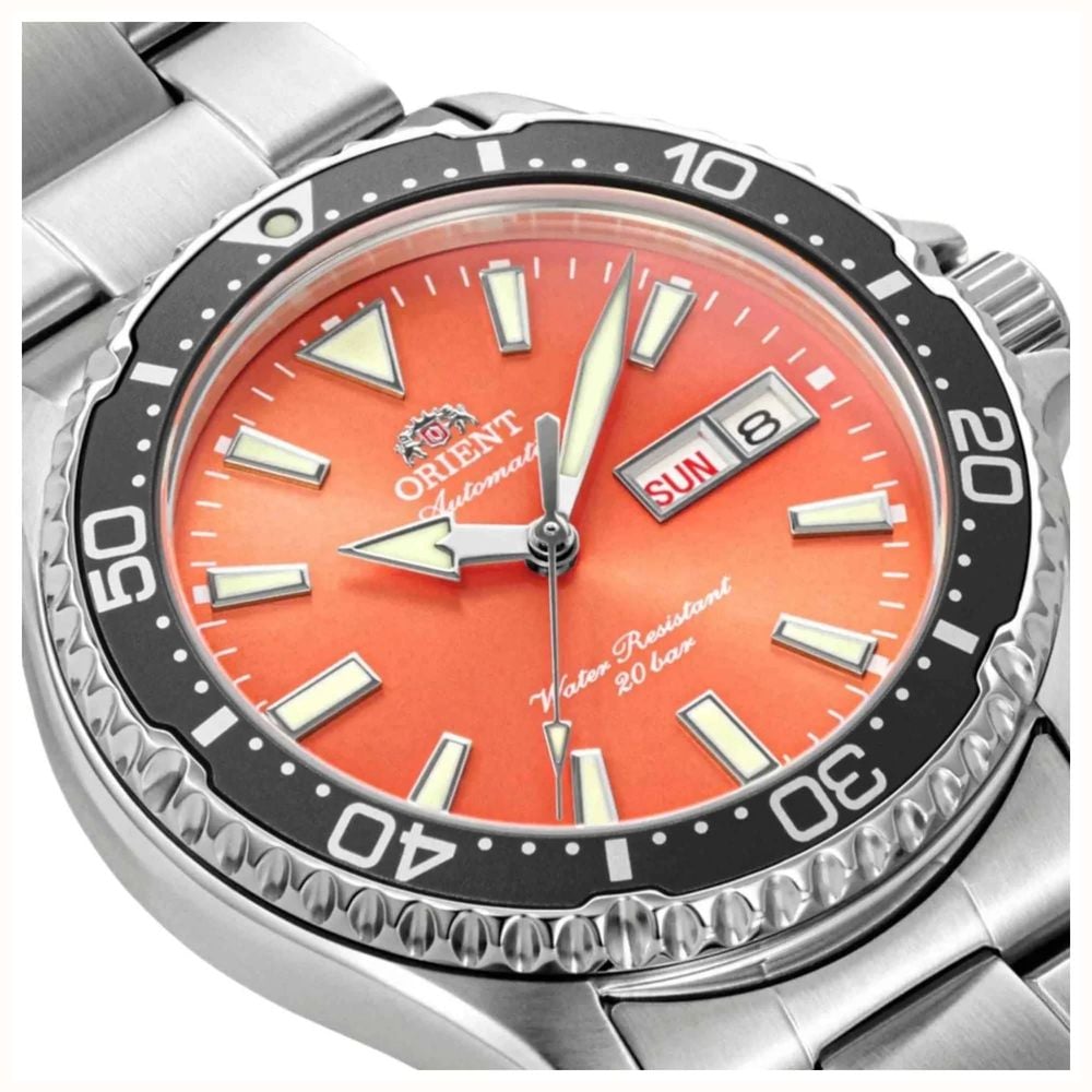 Orient Men's Automatic Dive Mako Kamasu Orange Sunburst Dial Stainless Steel Bracelet Sapphire Crystal RA-AA0826Y39B - alternate view 2