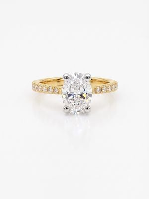 18ct Yellow Gold Platinum Head Lab grown diamond Oval D Vs2 1.00ct  1.21ctl J56753