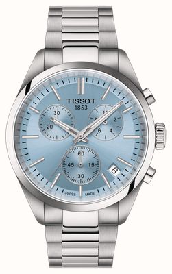Tissot PR 100 Chronograph (40mm) Light Blue Sunray Dial / Stainless Steel Bracelet T1504171135100