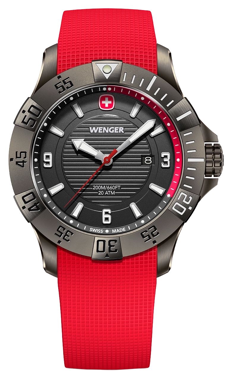Wenger 01.0641.144 Seaforce Quartz (43mm) Grey Dial / Red Watch