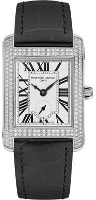Frederique Constant Classics Carree Small-Seconds Diamond (25.2mm) White Dial / Black Leather Strap FC-235S2CD6