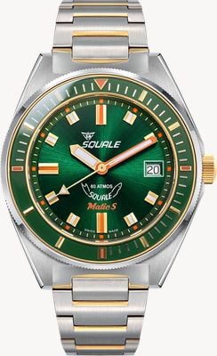 Squale Matic S Automatic (39mm) Sunray Green Dial / Two-Tone Stainless Steel Bracelet Watch MATICGGRGR.SSBI