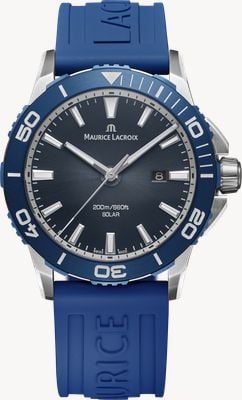 Maurice Lacroix Pontos S Solar Date (42mm) Blue Smoked Translucid Dial / Blue Rubber Strap Watch PT1008-SSL40-430-4