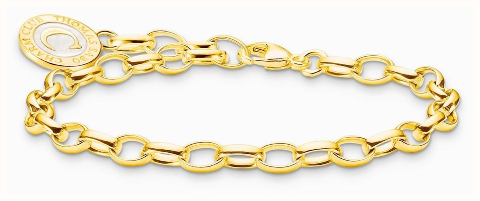 Thomas Sabo Charm Bracelet With Shimmering White Cold Enamel Gold Plated 19cm X0287-427-39-L19