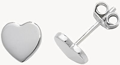 Treasure House Silver Plain Heart Stud Earrings G51049
